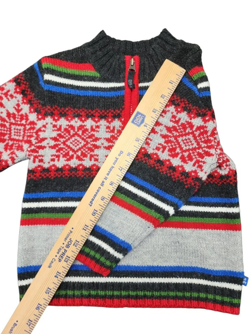 Old Navy Kids Knit Sweater Size 4T Fair Isle Nordic Christmas Pattern 1/4 Zip